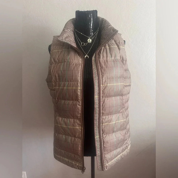 Lands End Womens Plaid Down Vest Size M EUC - Picture 1 of 5